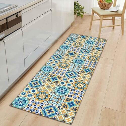 Bohemian Kitchen Floor Mat Bath Mat Flannel Non-slip Door Entrance Mat Bath Carpet Rugs for Living Room Bedroom Bathroom
