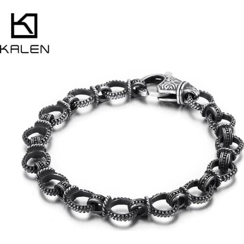 Kalen Vintage 11mm Ring Chain Lightweight Mens Stainless Steel Charm Bracelet Dropshipping