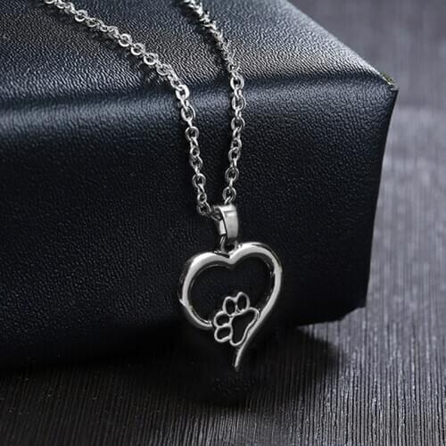 Footprint Dog Paw Heart Choker Chain Creative Delicate Hollow Necklace