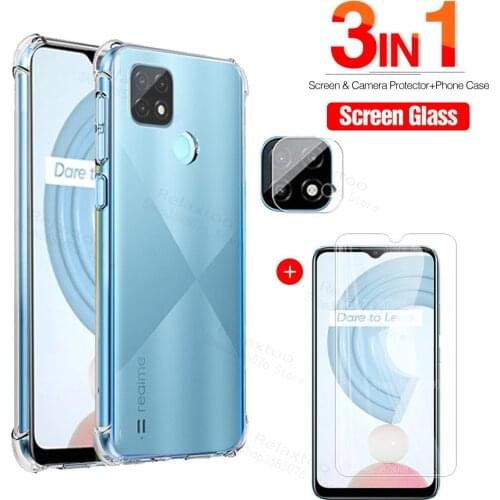 Case, protective glass realme c21 Tempered Glass lens screen Protector for oppo realme c21 c 21 21c 2021 Glass realmec21 case