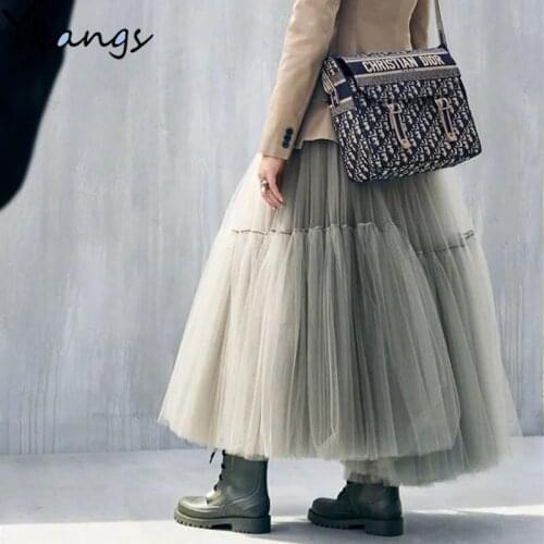 Black Tutu Tulle Skirt korean fashion Summer Vintage Midi Pleated Skirts Women Lolita Bridesmaid Wedding faldas Mujer saias jupe