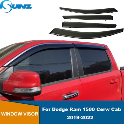 Side Window Deflector For Dodge Ram 1500 Cerw Cab 2019 2020 2021 4pcs Window Visors Sun Rain Deflector Wind Rain Guards SUNZ