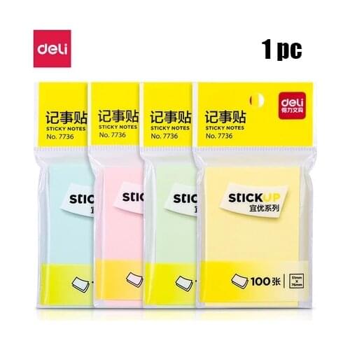 Deli 7736 N Times Notes Sticky Note 100 Sheets Self Adhesive Memo Pad Labels School & Office