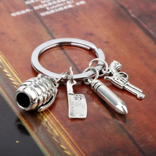 Dongsheng Jewelry Supernatural Keychain Pistol Gun Bullet Knife Mens Key Chain Ring Car Charm Keyring Keyfob Porte Clef Keychain