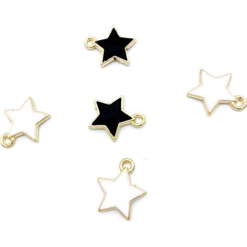 20pcs/lot Enamel Five-pointed Star Charms Black White Color Stars Alloy Jewelry Pendant Accessories Fit for Bracelet Earring