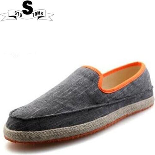 Breathable canvas shoes for men 2018 washed denim sneakers espadrilles shoes youth summer new style without straps lazy men 0076