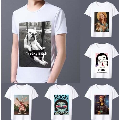 New Mans T-Shirt Summer White Printed Tshirt for Male Casual Tee Shirt Fashion Funny Spoof Pattern Series Men Short Sleeve Tops
