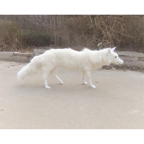 Fancytrader Beautiful Simulation Fox Toy White Brown Made of Polyethylene and Furs Realistic Animals Doll Decoration Props