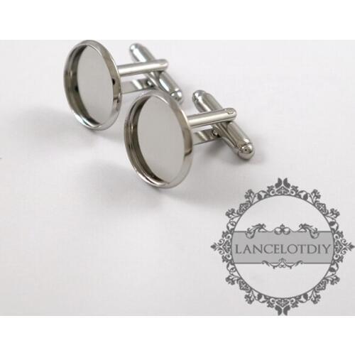 16MM rhodiumn plated brass round French Cuff Links Blanks,sleeve button,cuff link setting,DIY cuff link tray 1500050