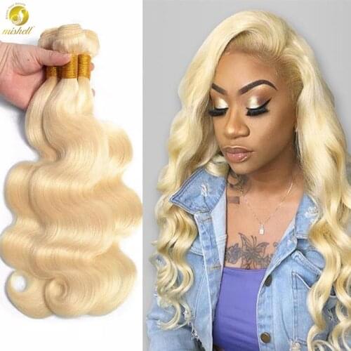 Mishell Body Wave 613 Blonde 34 36 38 40 Inch Brazilian Hair Weave Bundles 100% Human Hair Bundle Remy Hair Extensions Hair Weft