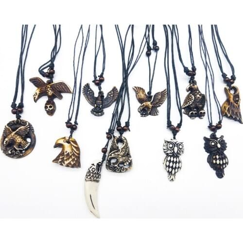 2020 Mens Fashion Eagle Head Pendant Necklace Eagle Pendant Amulet Eagle Brand Eagle Totem Hand Carved Eagle Wing Skull Pendant