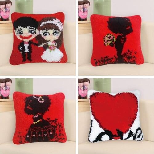 Pulaqi Latch Hook Kits Smyrna Knooppakket Klink Haak Kleed Bloemen LOVE Pillow Foamiran for Flowers Do Yourself Embroidery Gifts