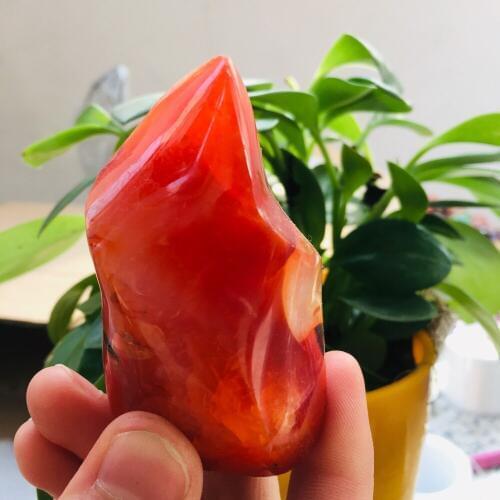 Natural crystal red agate torch family decoration