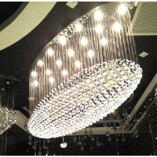 Oval chandelier luxury villa hotel engineering lamp crystal lamp restaurant lamp large living room modern hall long chandelier