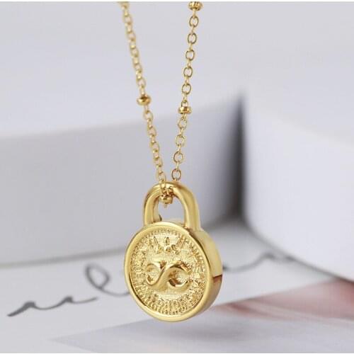 Fashion brand jewelry wholesale three-dimensional small lock embossed infinite love necklace sweater chain women