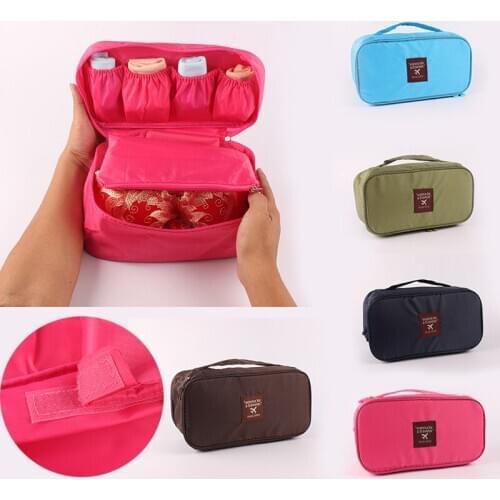 Portable Womens Storage Bag Travel Bra Underwear Clothes Organization Handbag Cosmetic Makeup Pouch Case Washing Bag
