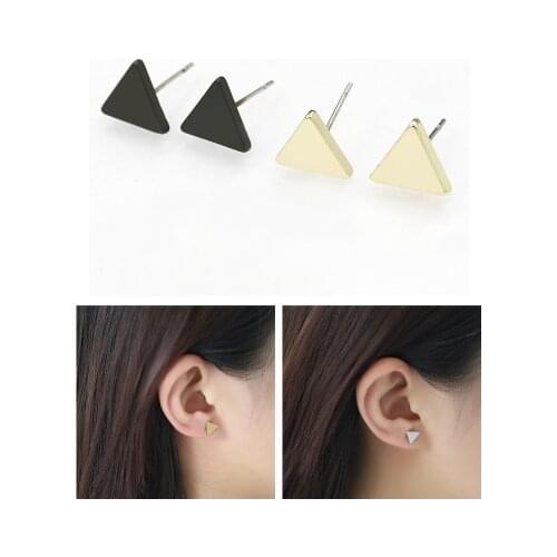 Simple geometric triangle square cube ear stud earrings womens 2020 hot sale free shipping European style ear jewelry