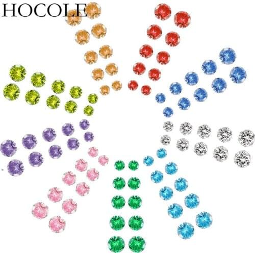 2/3/5/6/8mm Tiny Multicolor Round Crystal Stud Earring Set For Women Men Rhinestone Statement Piercing Party Jewelry Pendientes
