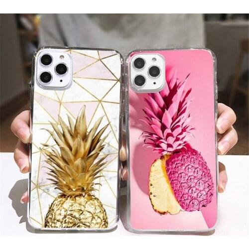 Yellow Pineapple Pink Silicone Phone Case Transparent soft For iphone 5 5s 5c se 6 6s 7 8 11 12 plus mini x xs xr pro max
