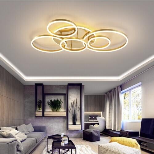 Modern led Chandelier lamp Remote Controller 2/3/5/6 Circle Rings For living Room Bedroom White/Brown Color Ceiling lights