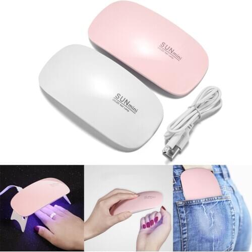 6W 6LED Mini UV Dryer Portable UV Resin Curing Lamp 45s 60s Timer Nail Art Manicure Gel Dryer USB Charge Jewerly Making Tools