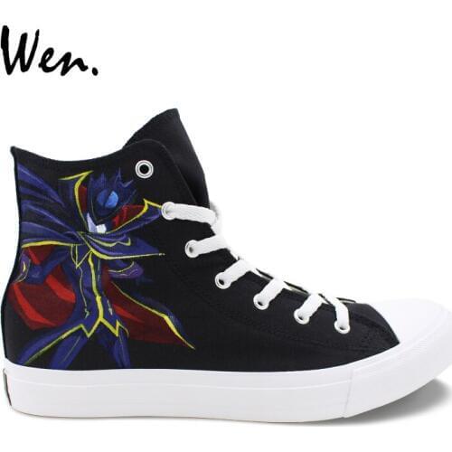 Wen High Top Shoes Hand Painted Design Custom Anime Code Geass Lelouch Men Womens Canvas Sneakers for Unique Gifts