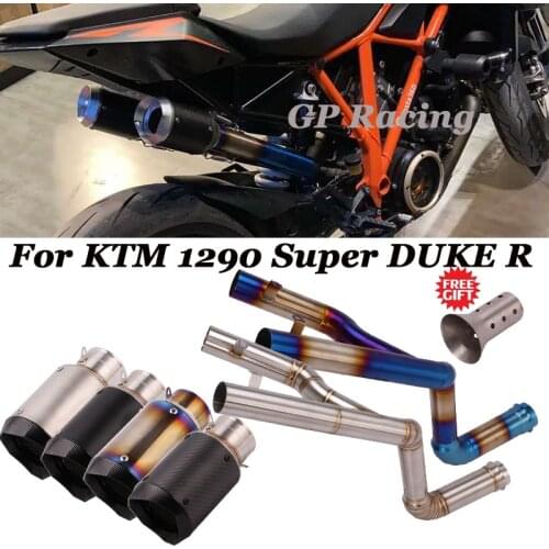 Slip On For Super Duke R 1290 Motorcycle Middle Link Tubes Tail Titanium Exhaust Muffler Pipe DB Killer Refit Dual Outlet System