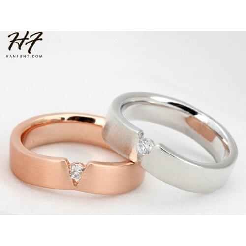 Top Quality 'V' Wire Drawing Process Rose Gold Color Lovers Ring Austrian Crystal Full Sizes HotSale R386 R387
