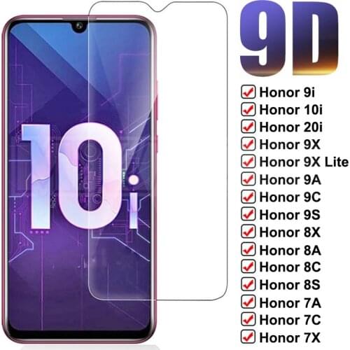 9D Protective Glass For Huawei Honor 10i 20i 8X 8A 8C 8S Screen Protector Honor 9X Lite 9A 9C 9S 7A 7C 7X 7S Tempered Glass Film