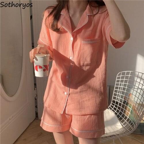 Women Pajama Sets Patchwork Short Sleeve Single Breasted Retro Fashion Gentle Elegant Teens Lounge Wear Cozy Leisure Loose Chic