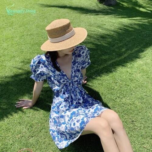 Summer Fairy Clothes for Women 2021 Blue Cotagecore Aesthetic Korean Fashion Harajuku Designer Sukienka Kawaii Chiffon Dress