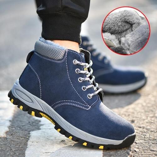 Winter Work Safety Boots Plush Warm Winter Shoes Men Boots Steel Toe Safety Shoes Male Shoes Indestructible Work Boots for Man