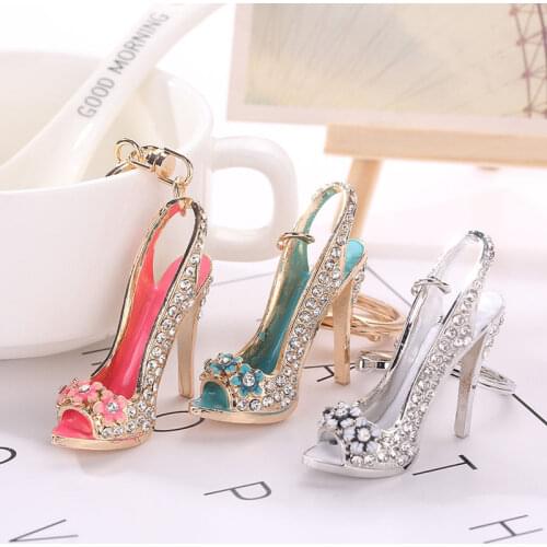 1pc High Heel Shoe Keychain Rhinestone Crystal Purse Car Key Chain Bag Decorative Alloy Keyring Trendy Classic Vintage Keychain