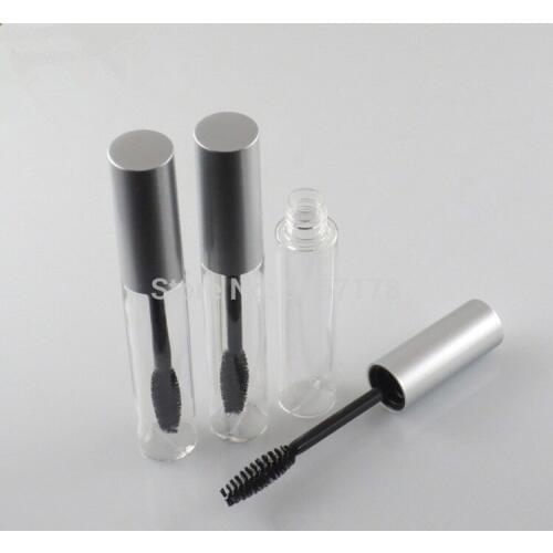 10pcs 10ml Empty Mascara Tube Eyelash Cream Vial/Liquid Bottle Sample Cosmetic Container with Leakproof Inner Black/Silver Cap