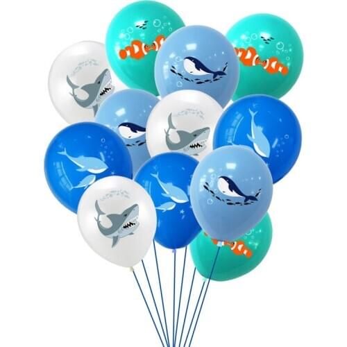 10Pcs/lot Shark Fish Confetti Latex Balloons Ocean Theme Series Party Balloons Baby Shower Birthday Wedding Decoration Supplies