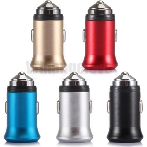 100PCS mini bullet 5V 2.1A Dual USB Aluminum alloy Car Charger Hammer Adapter Universal for cellphone