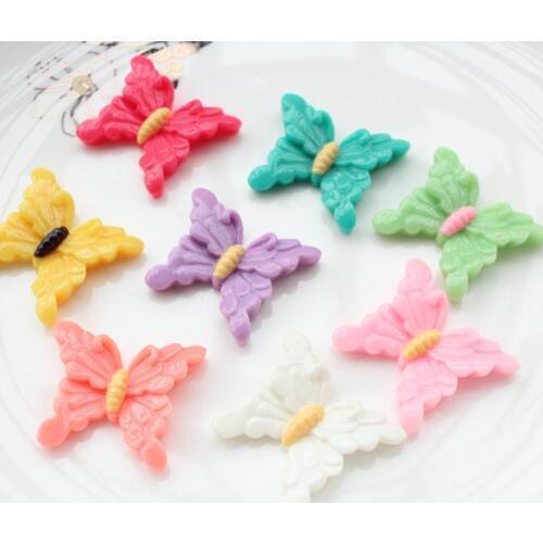 100pcs mix color large Resin Butterfly Cabochons,butterflies Flat Backs,Resin flatbacks, DIY Supplies, Decoden Resin cabs