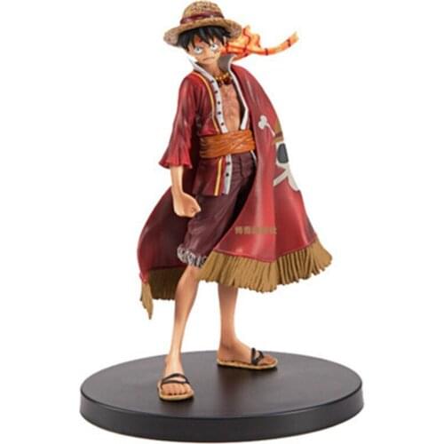 17CM Japanese Anime ONE PIECE Monkey D. Luffy Manteau 15th Anniversary PVC Model Toy Desktop Doll Decoration Collection Gift