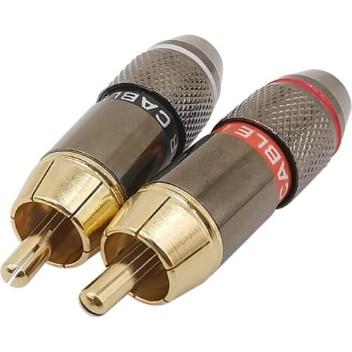 2PCS RCA Banana Plug Connector, 6mm Male Double Self-Locking Lotus Wire Connectors, Speaker Audio Adapter Kit 24K Gold Copper
