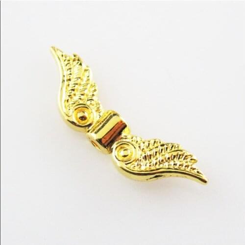 Fashion 30Pcs Gold Color Angels Wings Animal Wings Spacer Beads Charms 7x23mm