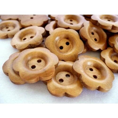 300pcs pack 20mm Medium Flower Crafted, Wood, Wooden Button wholesale free shipping laser cut smooth edge