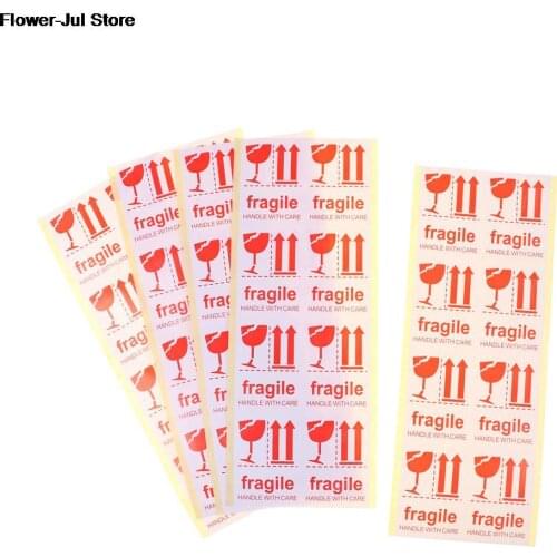 40pcs/lot 7*5cm Fragile Warning Label Sticker Fragile Sticker Up And Handle With Care Keep Dry Shipping Express Label