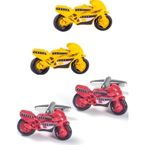 5pairs/lot Mini Exquisite Motorcycle Modle Cufflinks Copper Coating Red/Yellow Motorbike Cuff Links Mens Jewelry Accessory