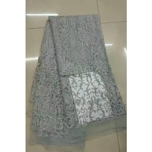 5 yards French tulle lace JRB-52426 with silver glitter high quality embroidery mesh material good quality
