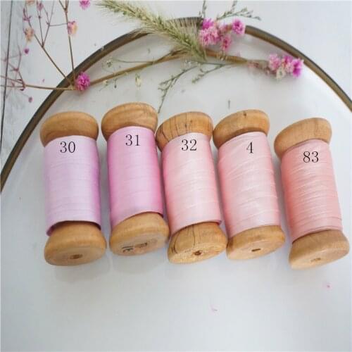7mmX10m/roll by woodenspool 100% pure silk embroidery ribbon thin taffeta silk ribbon habotai hand dyed silk satin ribbon