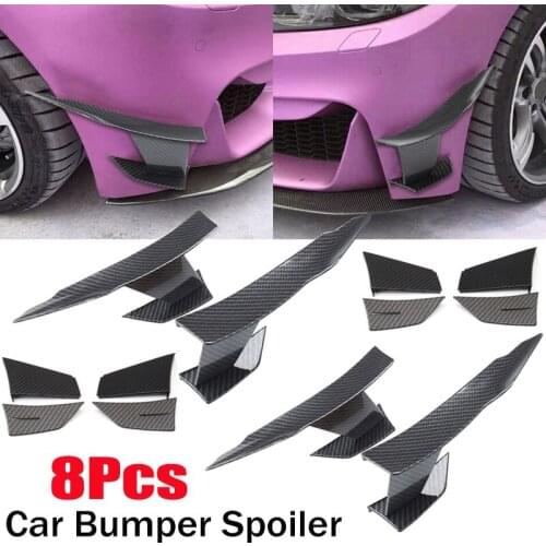 8/4 CS Carbon Fiber Look Front Bumper Spoiler Splitter Car Front Bumper Lip Splitter Fins Body Canards Diffuser Spoiler For BMW
