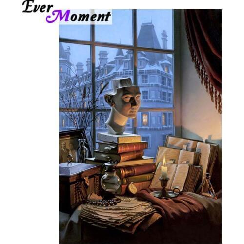 Ever Moment Diamond Embroidery Aleksei Artist Book Window DIY Diamond Painting Cross Stitch Needlework Craft Wall Picture ASF942