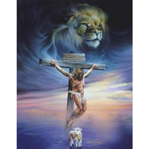 Diamond Embroidery lion Religion Jesus 5D Diy Diamond Painting Good Friday Full Square Round Drill Of Rhinestone MosaicZP-1172