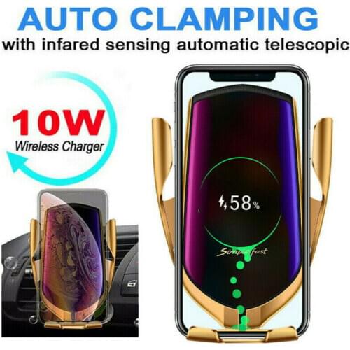 10W Wireless Car Charger Automatic Clamping Fast Charging Mount GPS Smart Sensor For iphone XS MAX Huawei Samsung