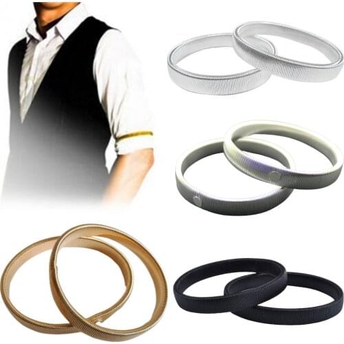 Women Anti-slip Metal Shirt Long Sleeve Holder Arm Band Stretch Garter Spring Bracelet Elastic Arm Ring Mens Bracelet Cuff Hoop